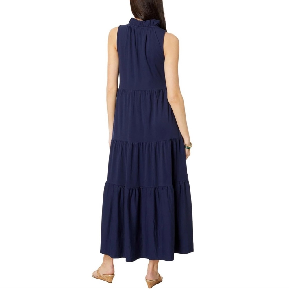 Lilly Pulitzer Malone Navy Blue Cotton Sleeveless Tiered Maxi Dress Size XS NWOT - Picture 6 of 10
